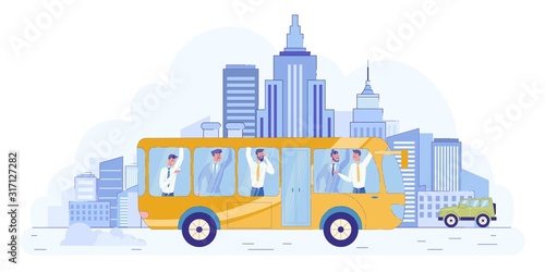 Road to Work in Public Transport, Illustration.