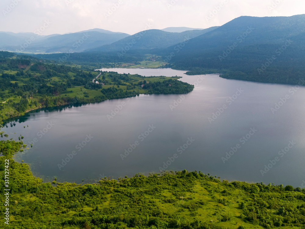 Aerial view of the intermittent lake Begovac in Croatia