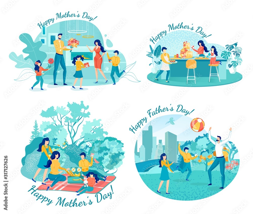 Naklejka premium Happy Mothers Day and Happy Fathers Day Gratters.