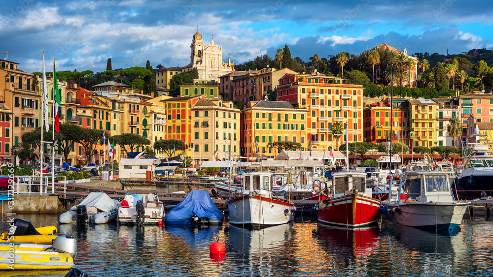 Santa Margherita Ligure port and Old town, Rapallo, Genoa, Italy