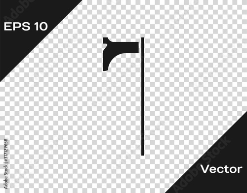 Grey Medieval axe icon isolated on transparent background. Battle axe, executioner axe. Medieval weapon. Vector Illustration