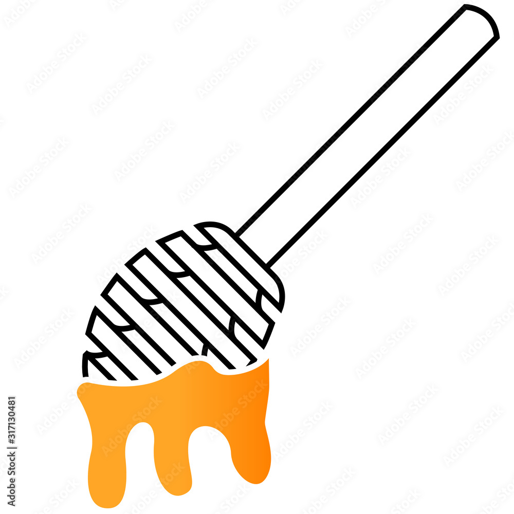 Simple honey spoon clip art, pictogram with dripping liquid honey Simple honey spoon clip art, pictogram with dripping liquid honey