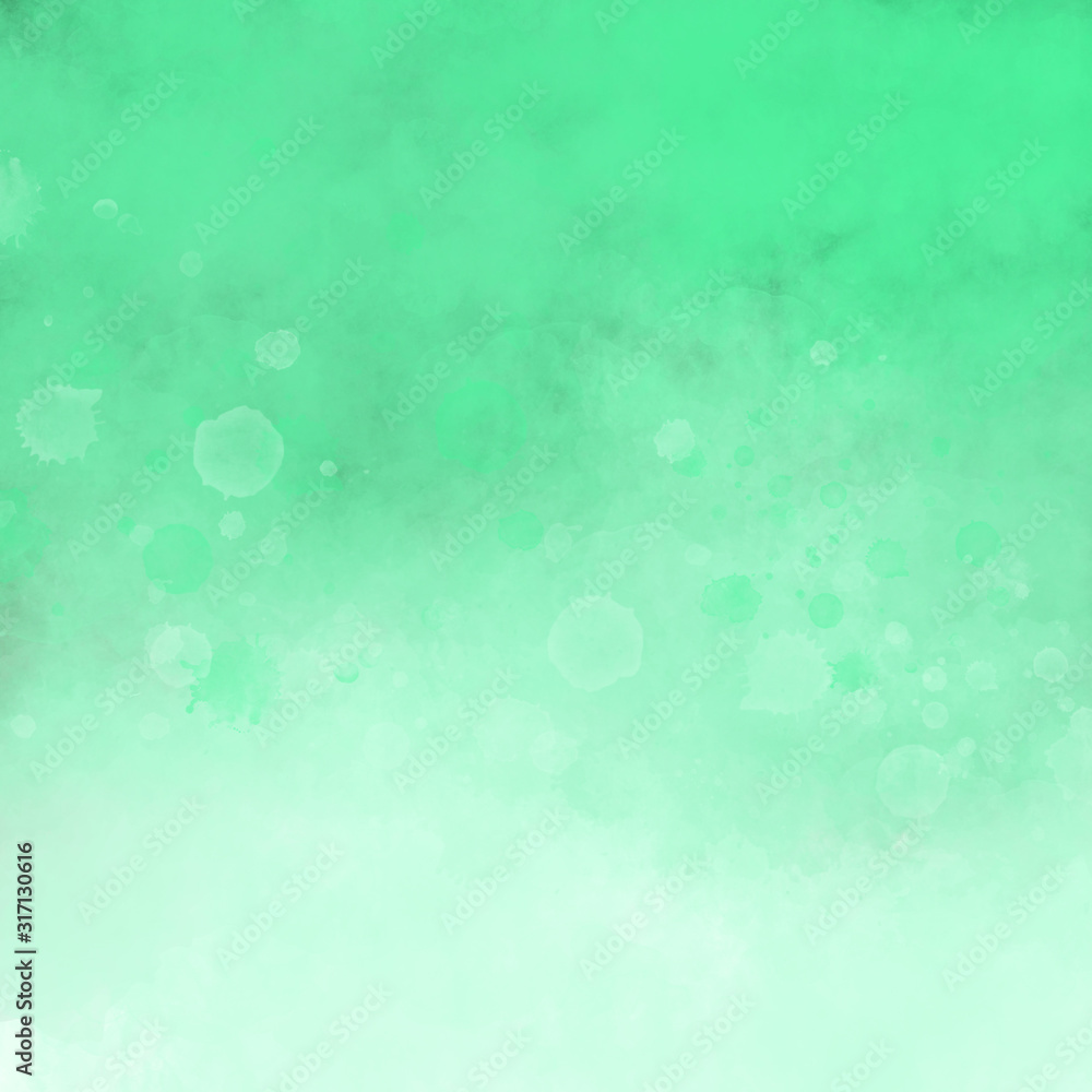 Watercolor splash stains elements for design. Mint, green and white foggy colors