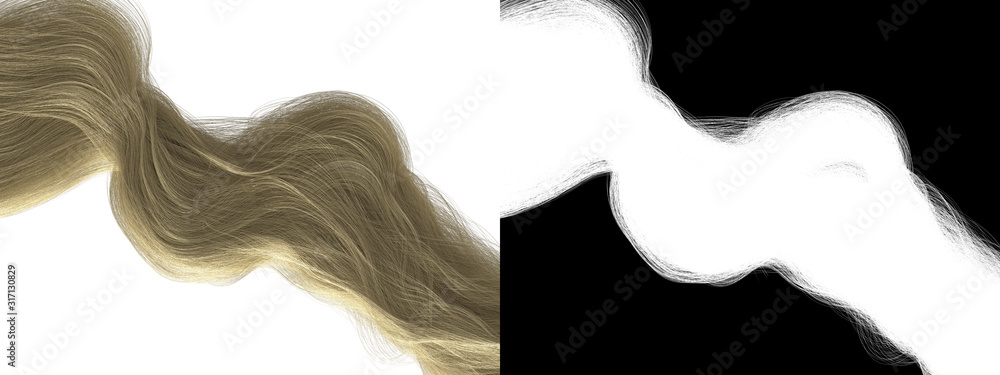 Blond Color Hair Wave Texture - Fair Long Curls with Alpha Mask - Volume  Ringlet 3d Model Rendering Background Illustration Stock Illustration |  Adobe Stock