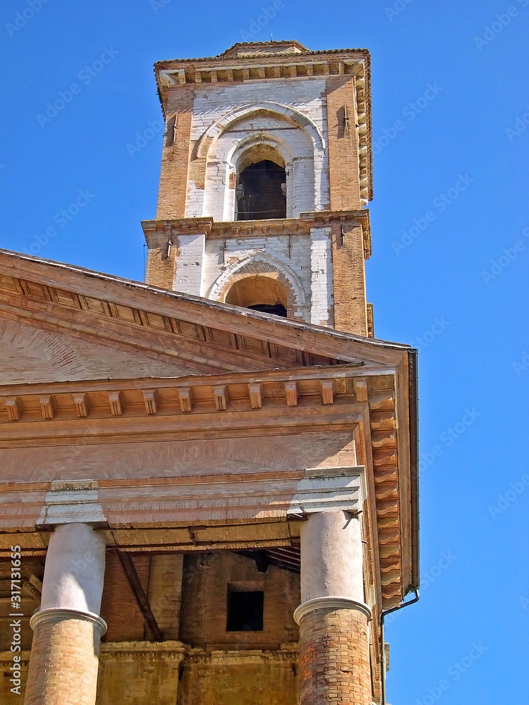 Italy, Marche, Camerino, San Venanzio church bell tower.