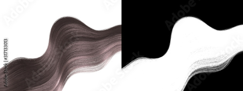 Bronde Wavy Hair Extension Isolated Texture - Brown Hairpiece with Alpha Channel - Long Chignon 3d Model Rendering Background Illustration 