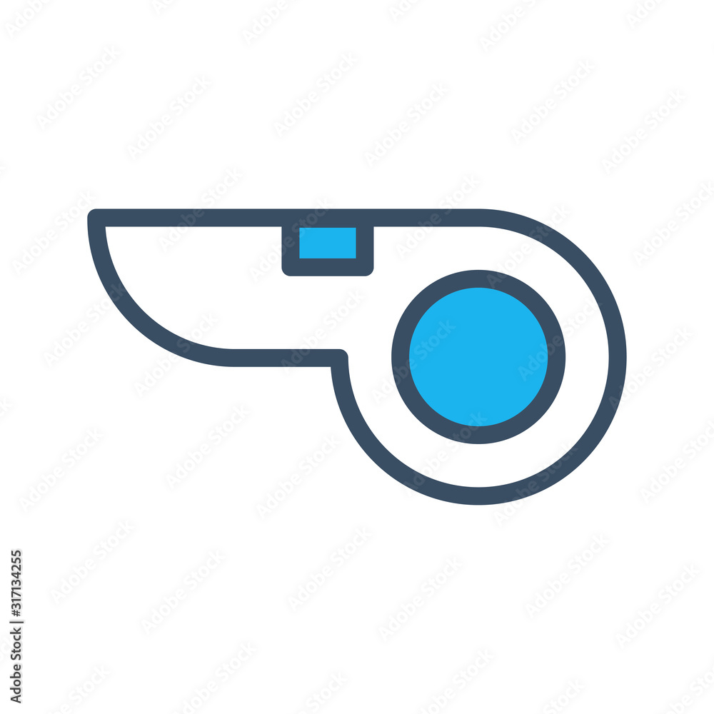 Whistle icon design template, vector icon designed in filled color style on white background, can be used for web and various needs of your project Whistle icon design template, vector icon designed in filled color style on white background, can be used for web and various needs of your project