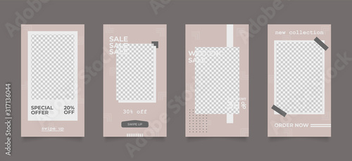 social media post template for digital marketing and sale promo. fashion sale advertising in brown color banner offer. promotional mockup photo vector frame illustration