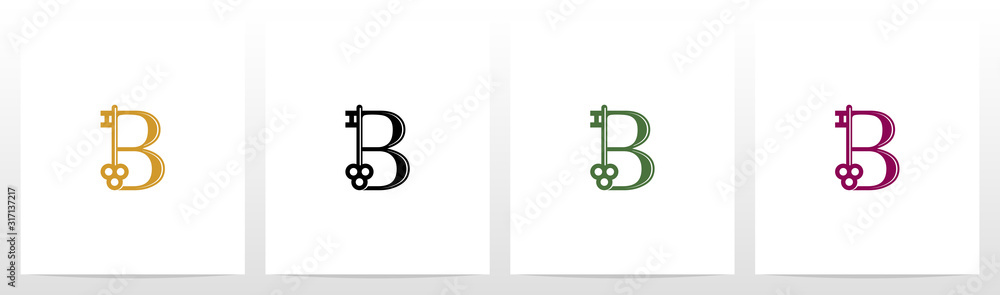 Door Key On Letter Logo Design B Door Key On Letter Logo Design B