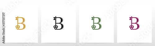 Door Key On Letter Logo Design B
