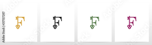 Door Key On Letter Logo Design F