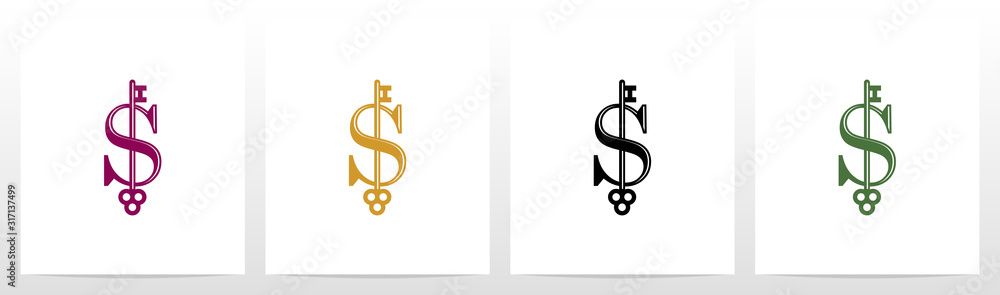 Fototapeta premium Door Key On Letter Logo Design S