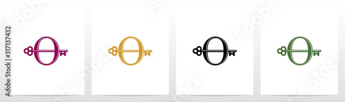 Door Key On Letter Logo Design O
