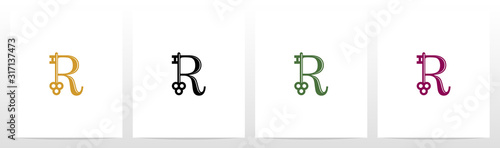 Door Key On Letter Logo Design R