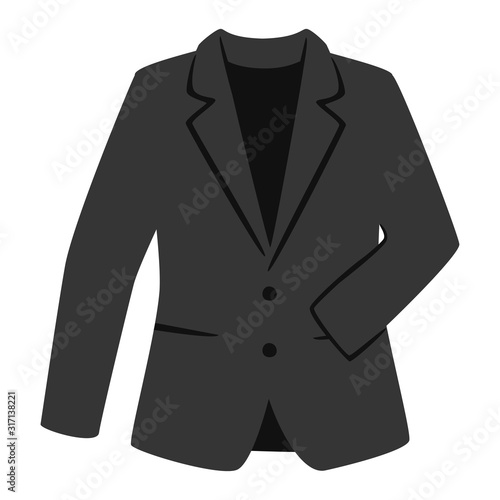 衣類のイラスト。黒色のフォーマルなジャケット。