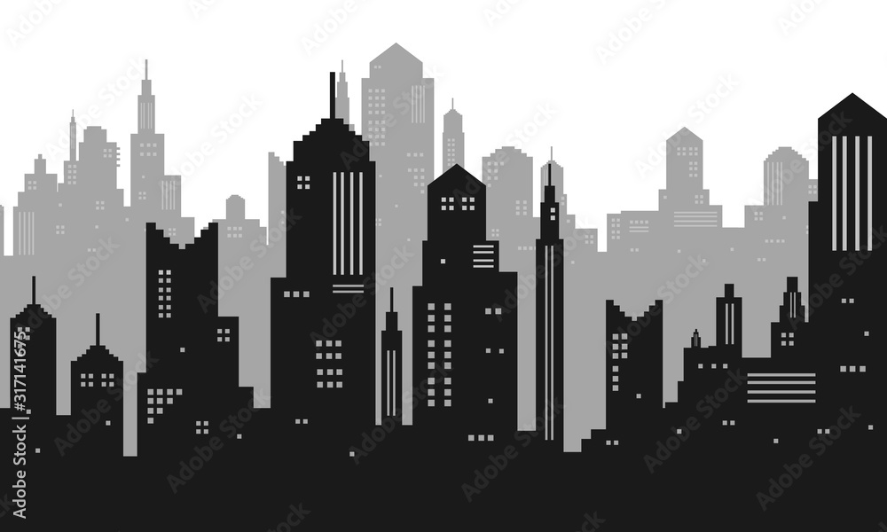 City of silhouette against a white background