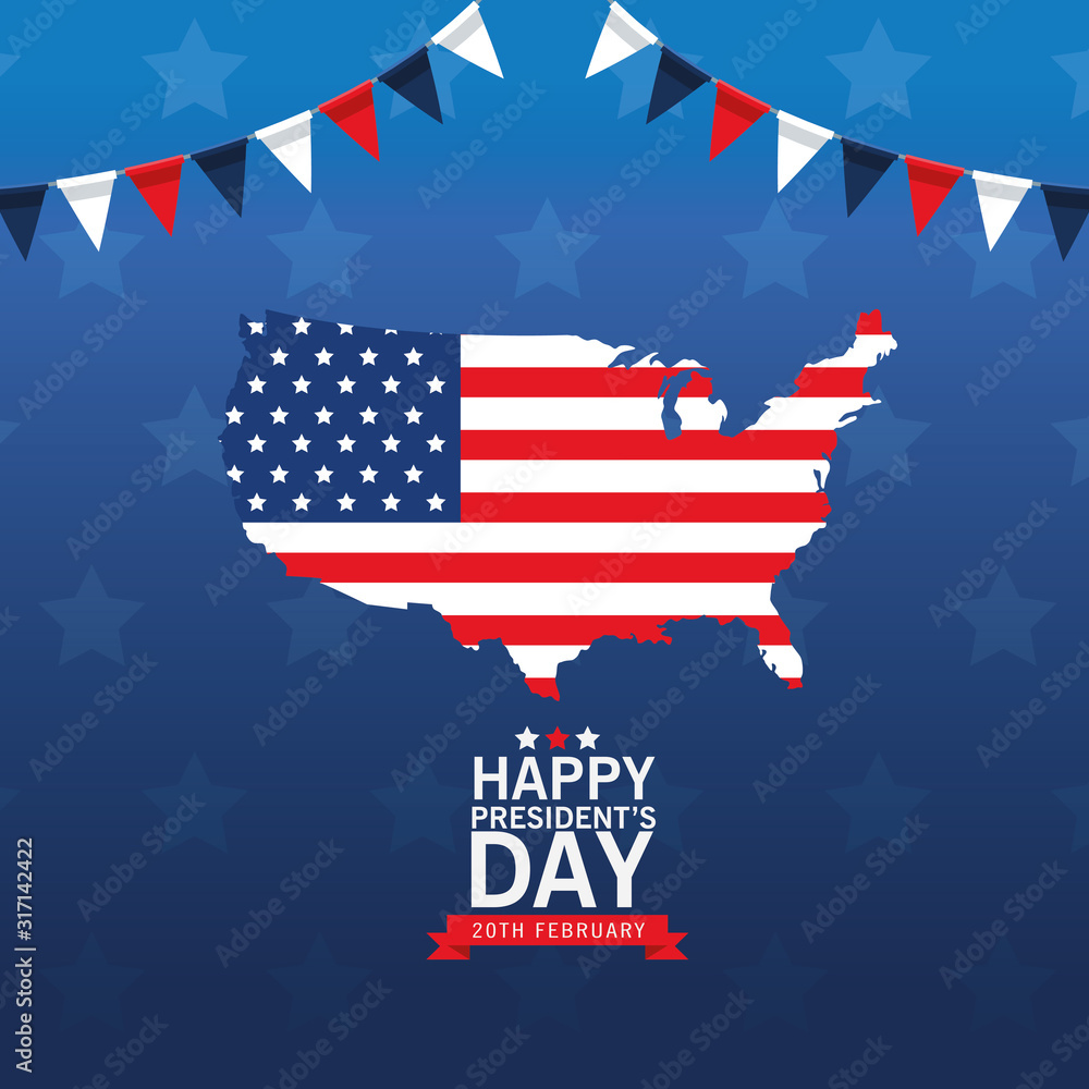 happy presidents day poster with usa map and flag happy presidents day poster with usa map and flag