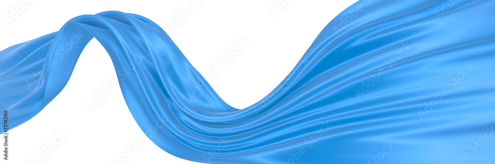 Abstract background of blue wavy silk or satin. 3d rendering image. Abstract background of blue wavy silk or satin. 3d rendering image.