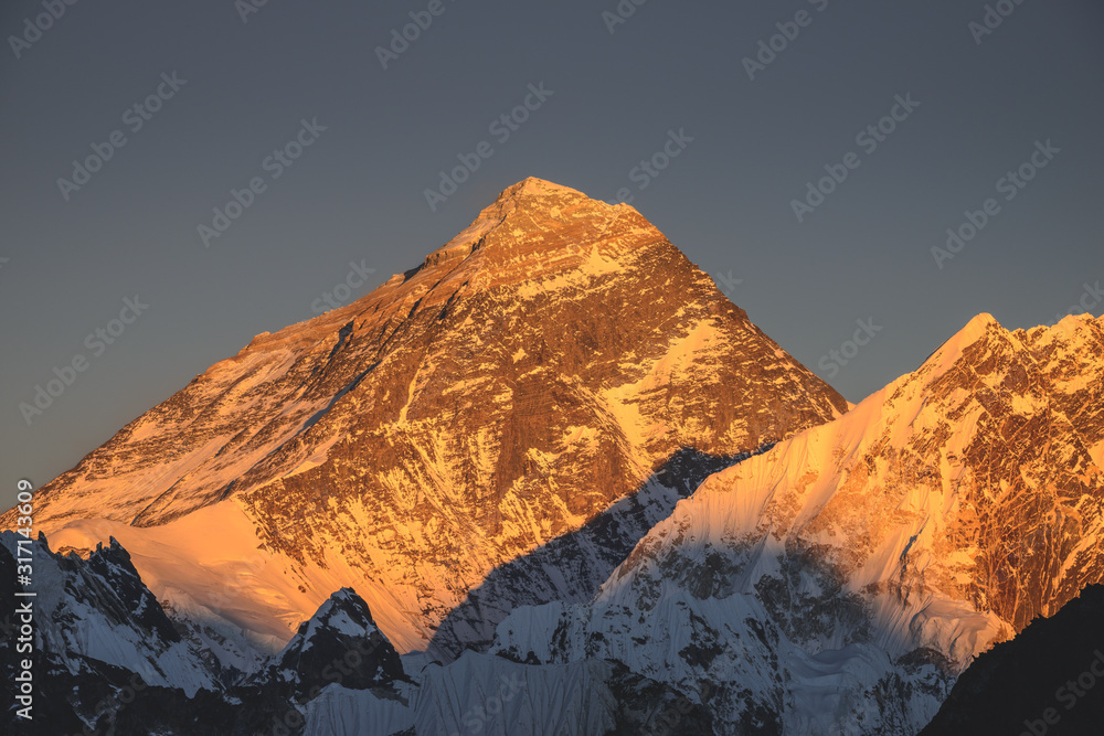 Mt Everest setting sun