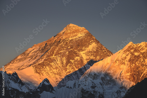 Mt Everest setting sun