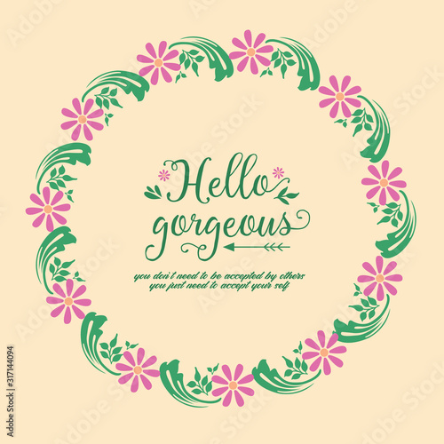 Crowd of seamless leaf and flower frame, for elegant hello gorgeous card concept. Vector