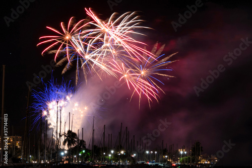 Long exposure of weekly Friday night fireworks display from Waikiki to start the weekend