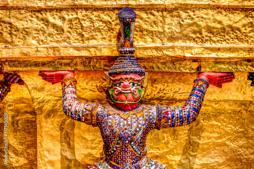 Architectural details of the Grand Palace in Bangkok, Thailand
