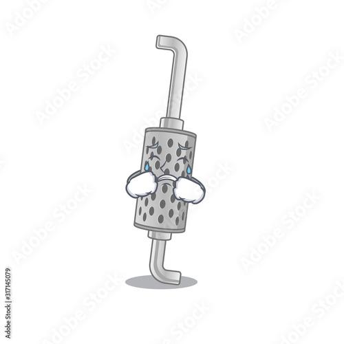 Sad of exhaust pipe cartoon mascot style