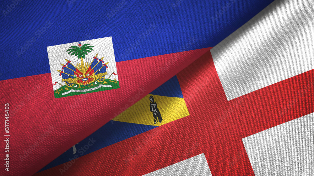 Haiti and Herm two flags textile cloth, fabric texture Haiti and Herm two flags textile cloth, fabric texture