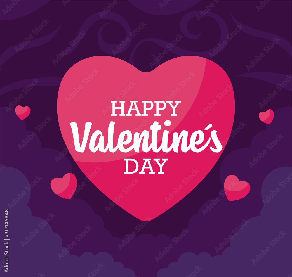 Happy valentines day red heart vector design
