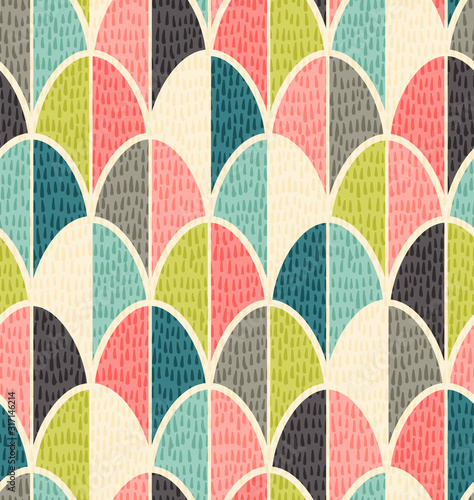 Mid century overlapping egg pattern for easter and spring backgrounds, gift wrap, wallpaper.