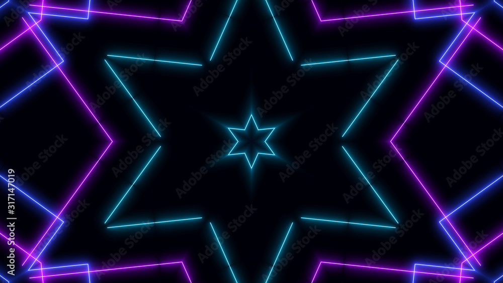 Abstract Retro cyberpunk Sci-Fi Neon bright lens flare colored on black background. Laser show colorful design for banners advertising technologies. Retro style of the 80s Abstract Retro cyberpunk Sci-Fi Neon bright lens flare colored on black background. Laser show colorful design for banners advertising technologies. Retro style of the 80s