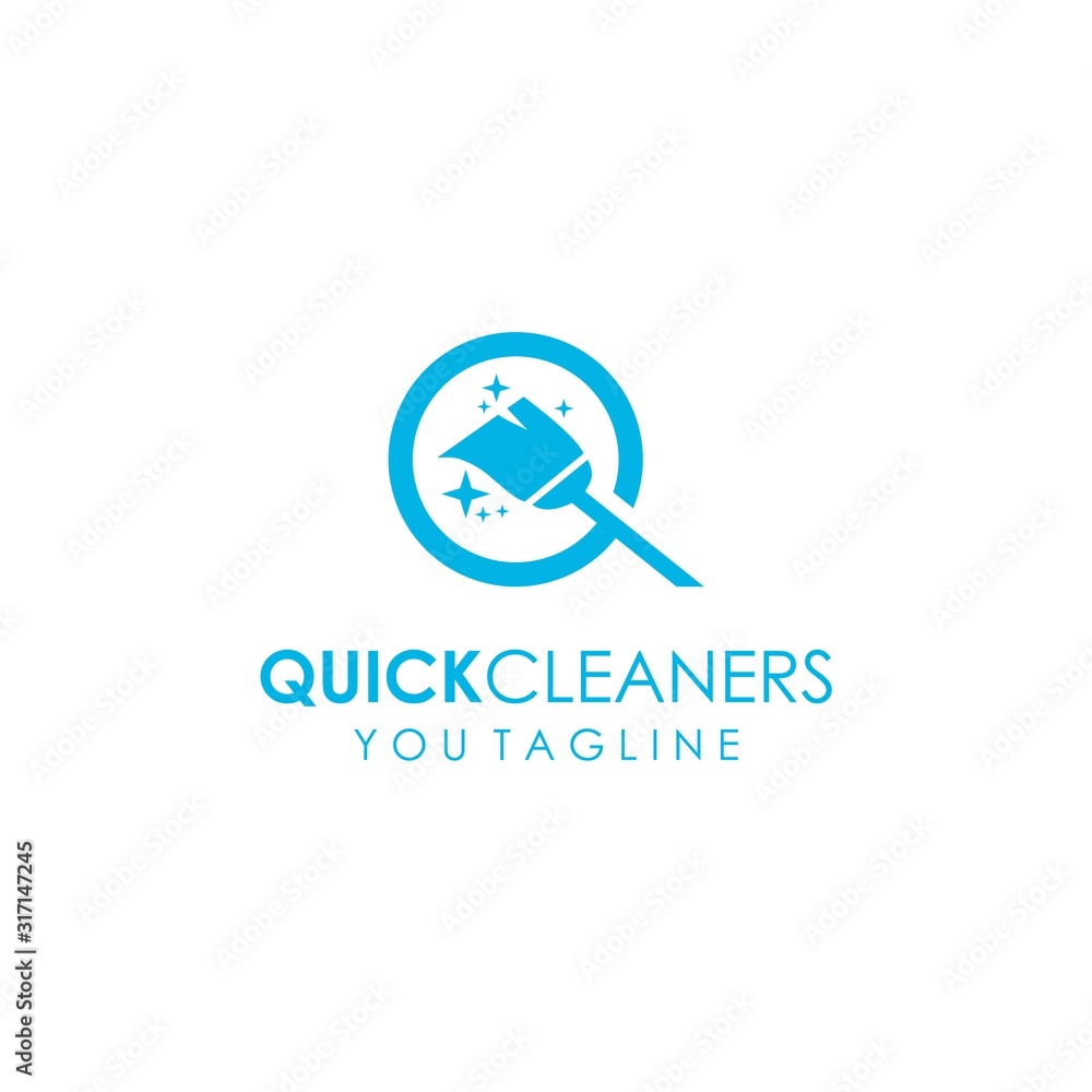 Quick Cleaners Logo Simple Color Blue Quick Cleaners Logo Simple Color Blue