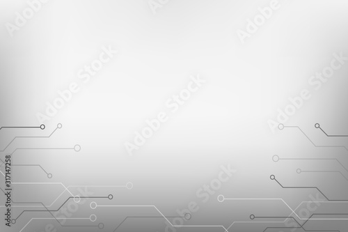 Abstract geometric random circuit  white and gray gradient color technology concept background. EPS10 vector Illustration.