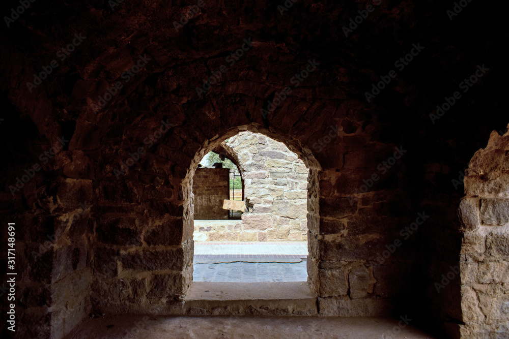Fototapeta premium Old Ancient Antique Historical Ruined Architecture of Fort Walls