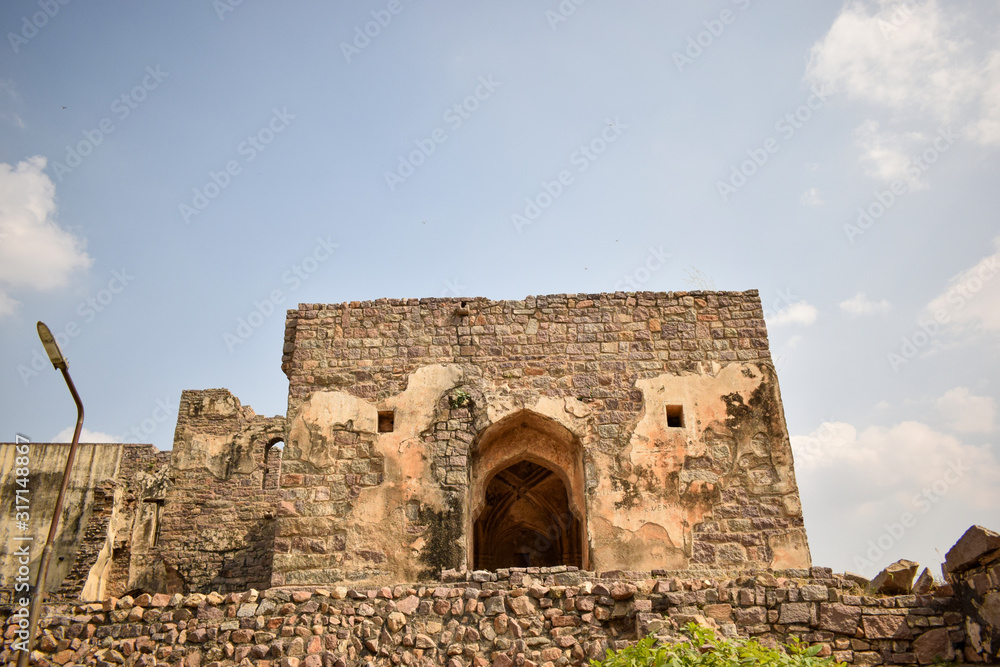 Old Ancient Antique Historical Ruined Architecture of Fort Walls