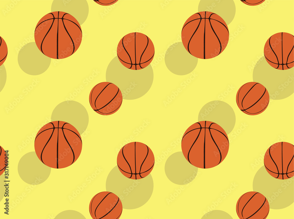 Basketball Ball Vector Seamless Background Wallpaper-01