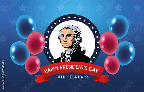 happy presidents day poster with george washington