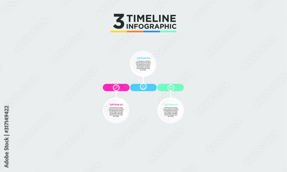 3 timeline step infographic element. Business concept with three options and number, steps or processes. data visualization. Vector illustration.