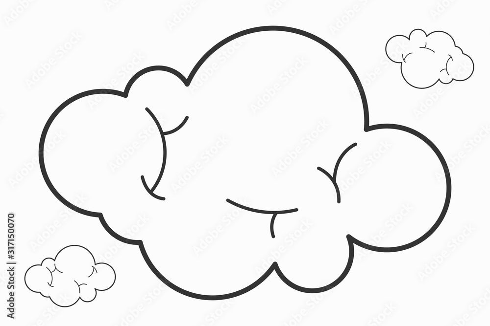 Clouds one line art cartoon. vector illustration. Cloud line icon. Clouds one line art cartoon. vector illustration. Cloud line icon.