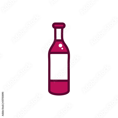 wine bottle liquor celebration drink beverage icon line and filled