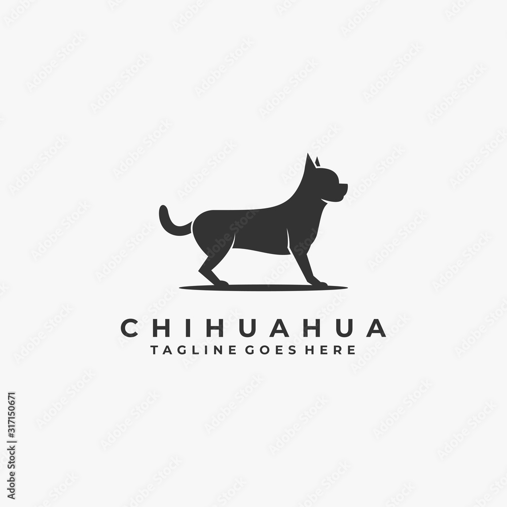 Vector Logo Illustration Chihuahua pose Silhouette