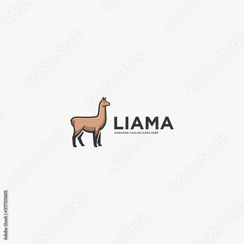 Vector Logo Illustration Alpacas Elegant Line Art Style