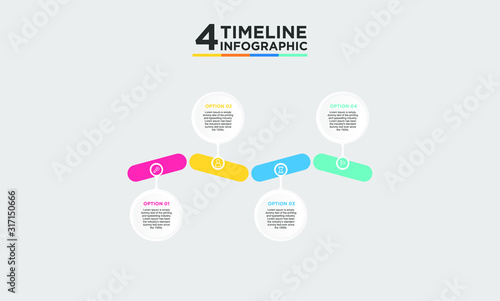 4 step timeline infographic element. Business concept with three options and number, steps or processes. data visualization. Vector illustration.