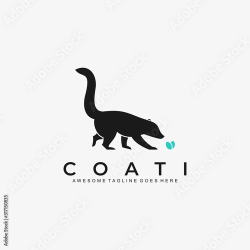 Vector Logo Illustration Can-Coon Walking Silhouette