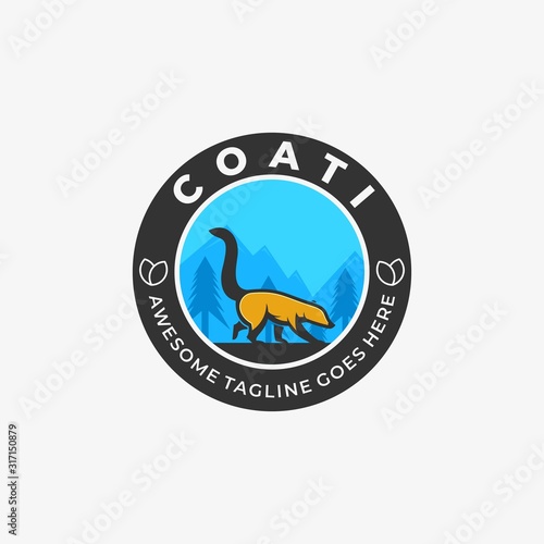 Vector Logo Illustration Can-Coon Walking Vintage Badge