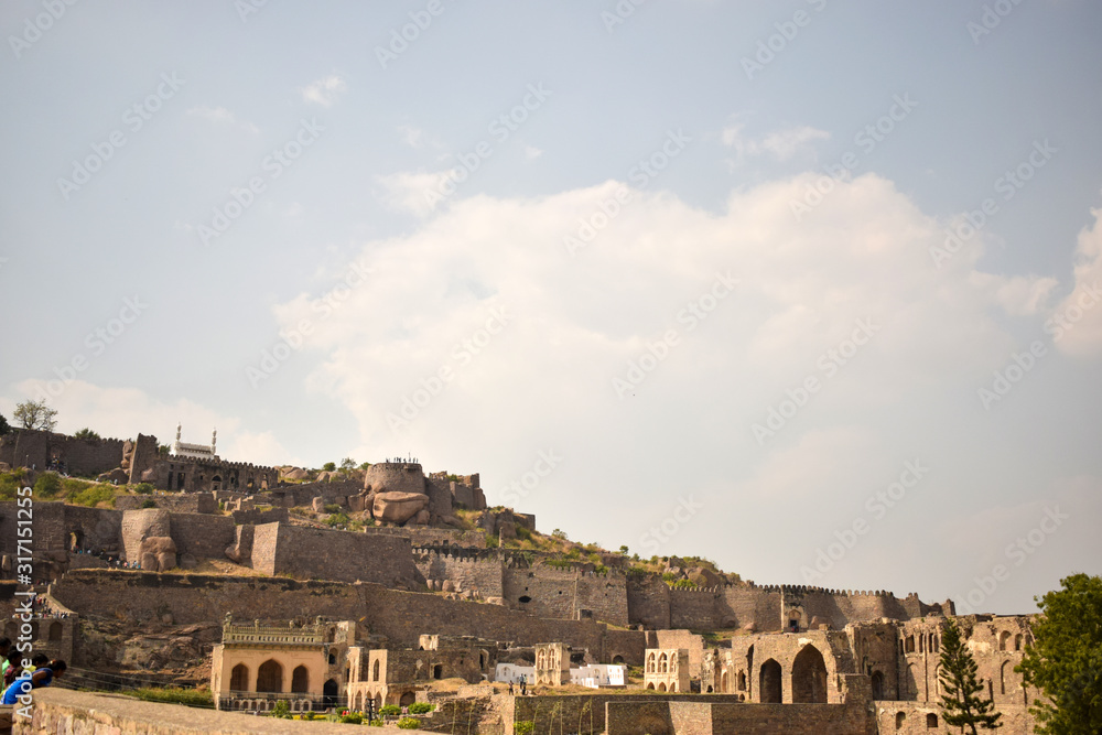 Old Ancient Antique Historical Ruined Architecture of Golconda Fort