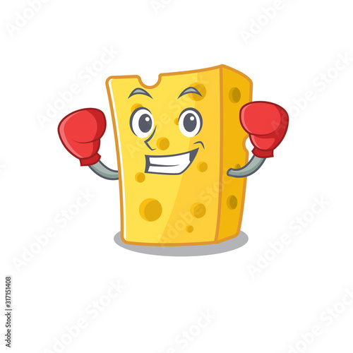 Sporty Boxing emmental cheese mascot character style