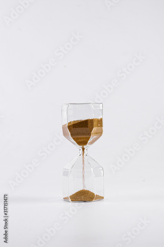 Time abstraction. Hourglass isolated on white background
