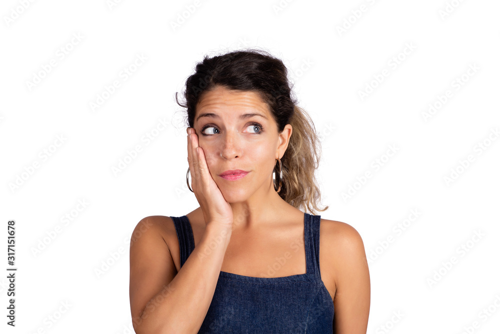 Young beautiful woman with shocked expression. Young beautiful woman with shocked expression.